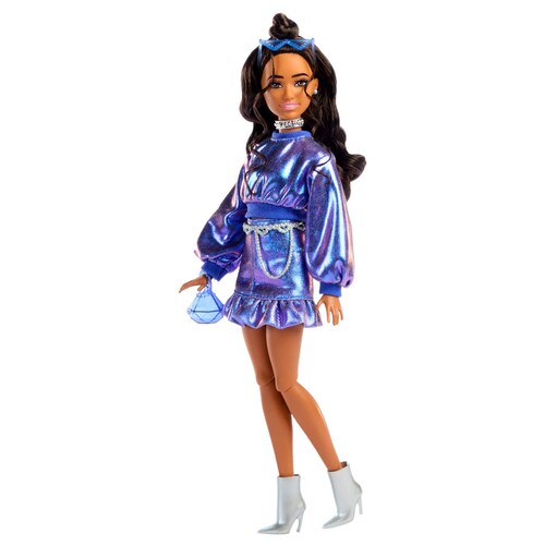 Muñeca Barbie Fashionista con Cabello Castaño Y Conjunto Azul