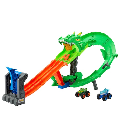 Hot Wheels Pista Tiburones Vs. Dinosaurios Destruccion