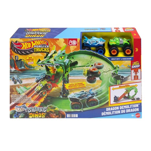 Hot Wheels Pista Tiburones Vs. Dinosaurios Destruccion