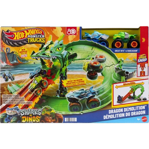Hot Wheels Pista Tiburones Vs. Dinosaurios Destruccion