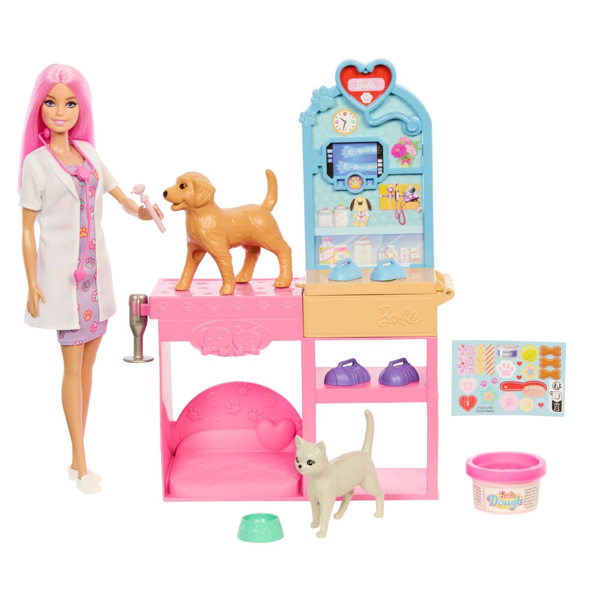 Barbie Profesiones Set Veterinaria con Mascotas Y Accesorios
