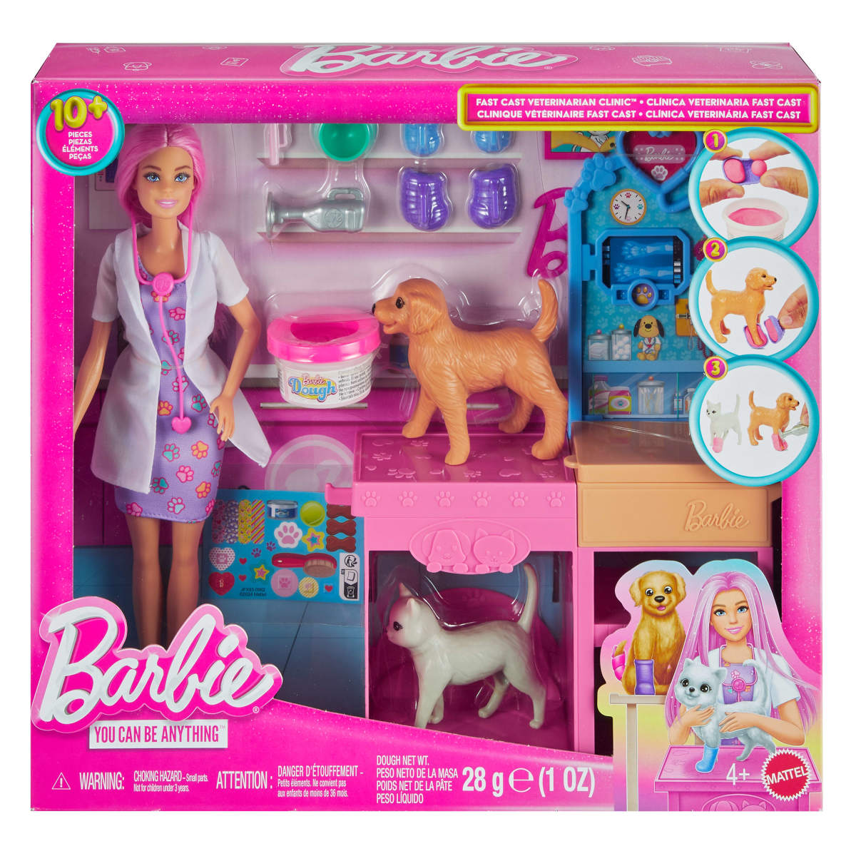 Barbie Profesiones Set Veterinaria con Mascotas Y Accesorios