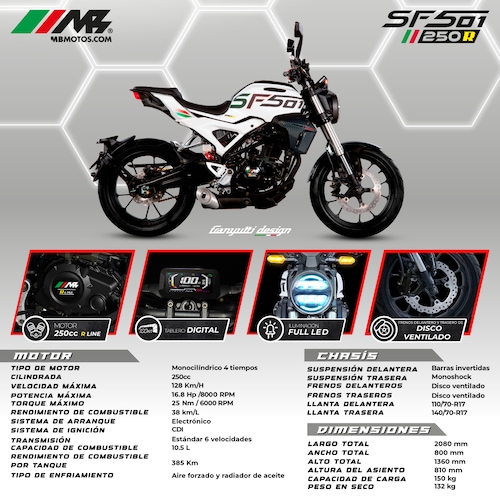 Motocicleta Sf501 R Line 250 Blanca 2025