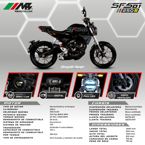 Motocicleta Sf501 R Line 250 Negra 2025