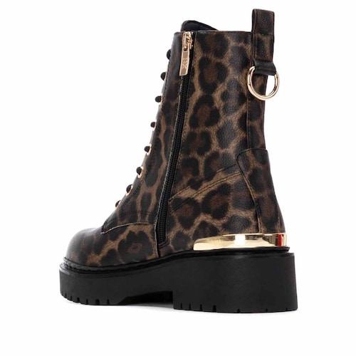 Bota Militar Xti Animal Print con Aplicación para Mujer