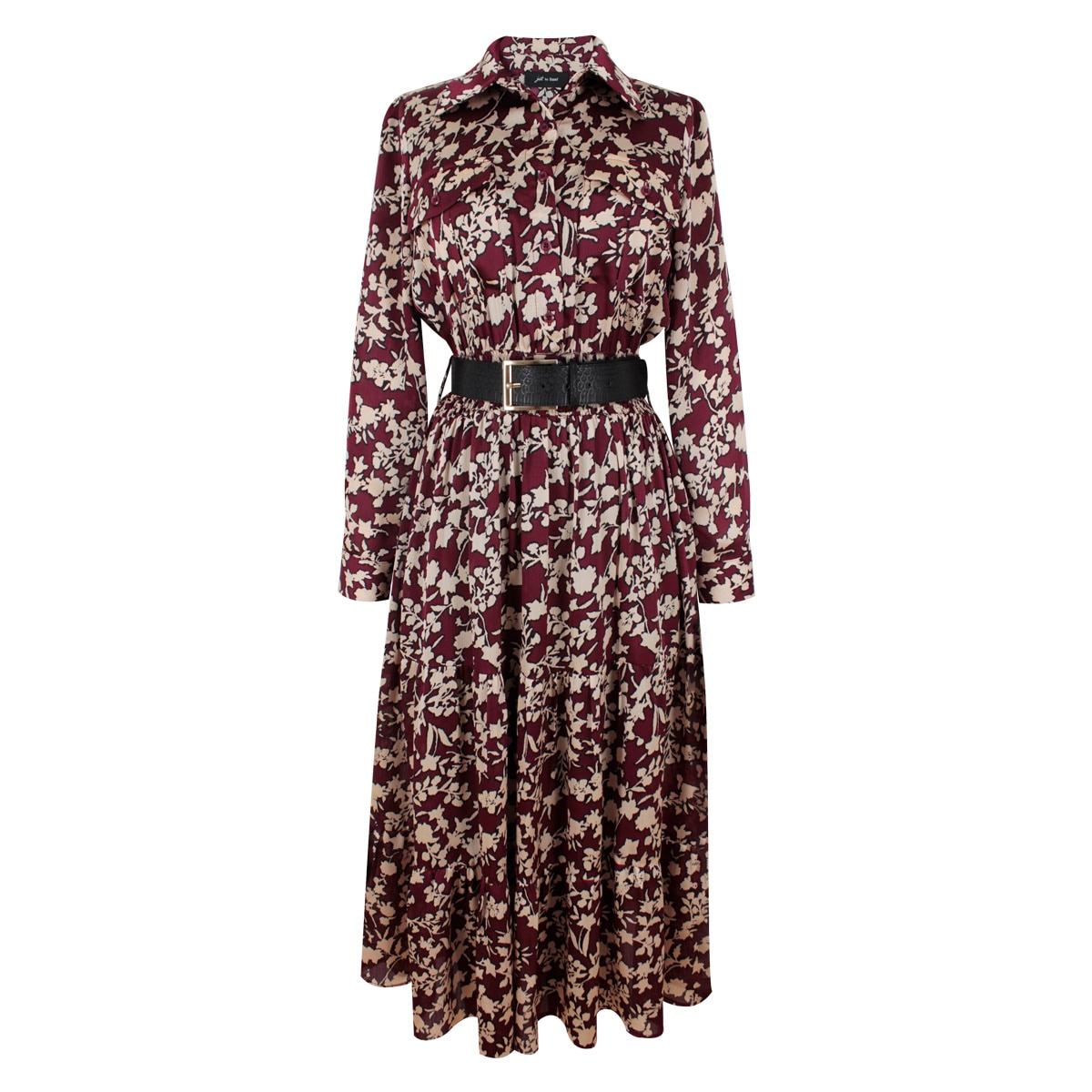 Vestido Camisero Largo con Cinturón para Just By Basel para Mujer Petite