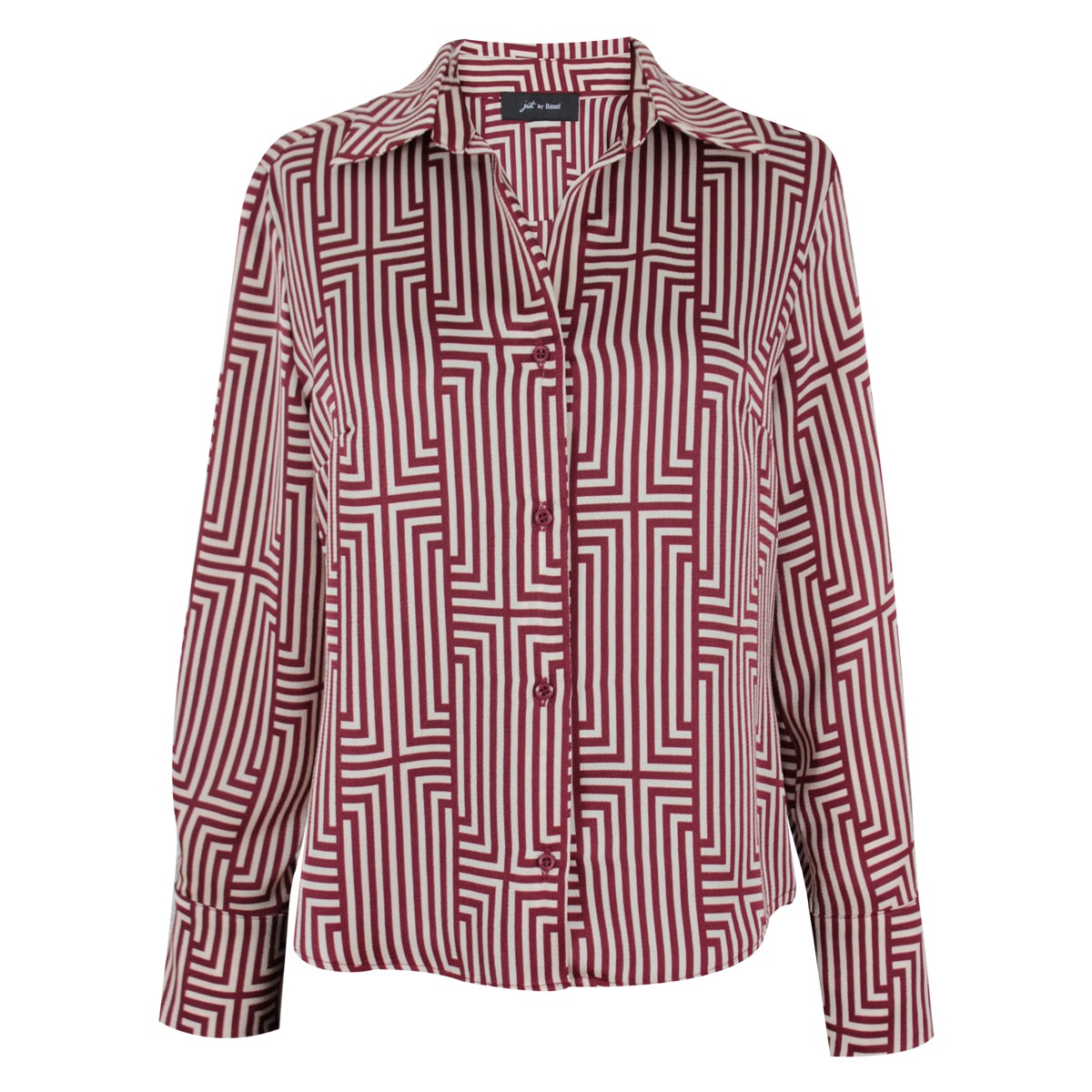 Blusa Camisera Estampado Geométrico para Just By Basel para Mujer Petite