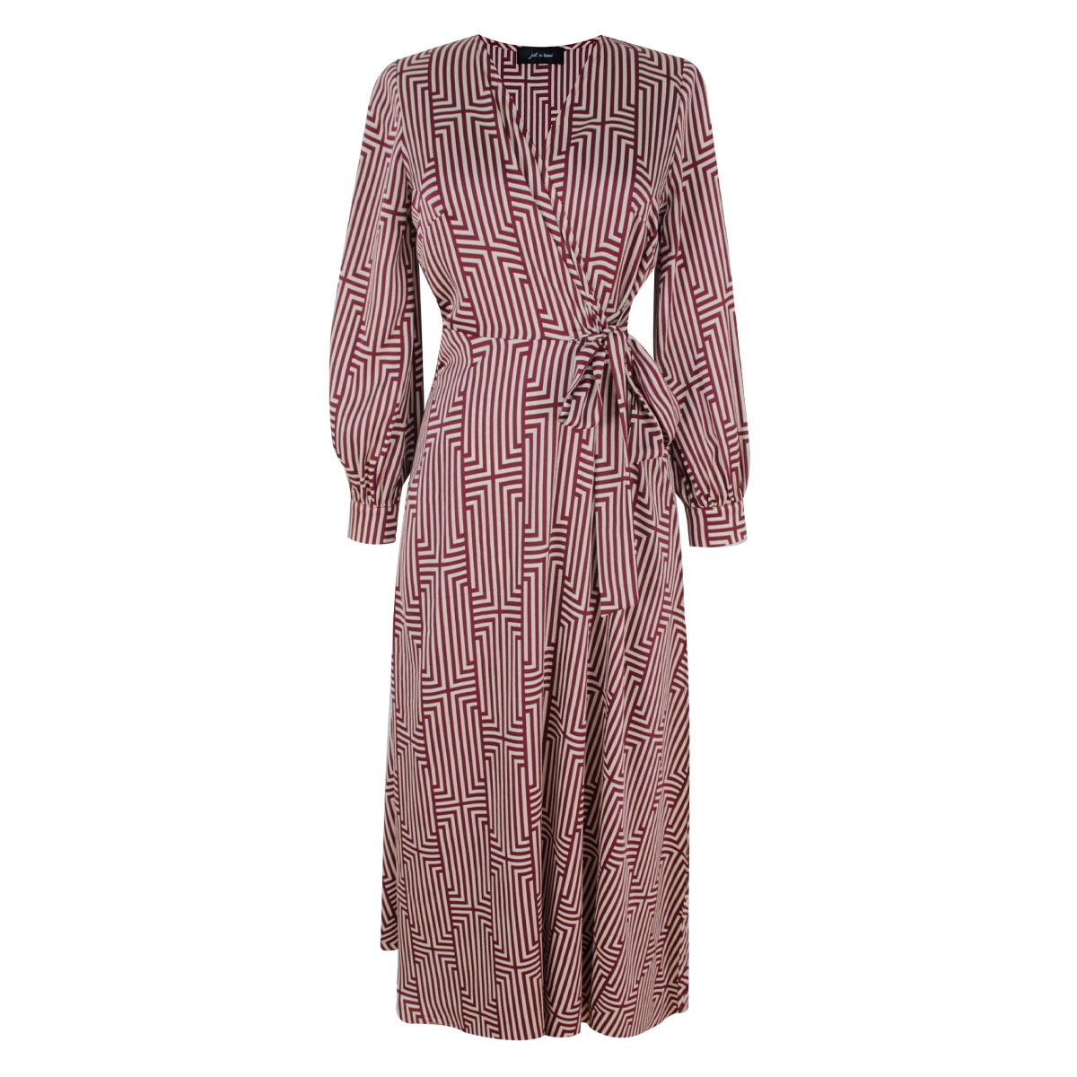 Vestido Cruzado Estampado Geométrico para Just By Basel para Mujer Petite