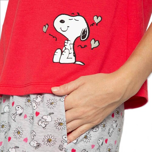 Pijama Manga Corta Peanuts para Mujer