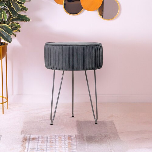 Taburete de Tela Col Modern Gris Home & Details