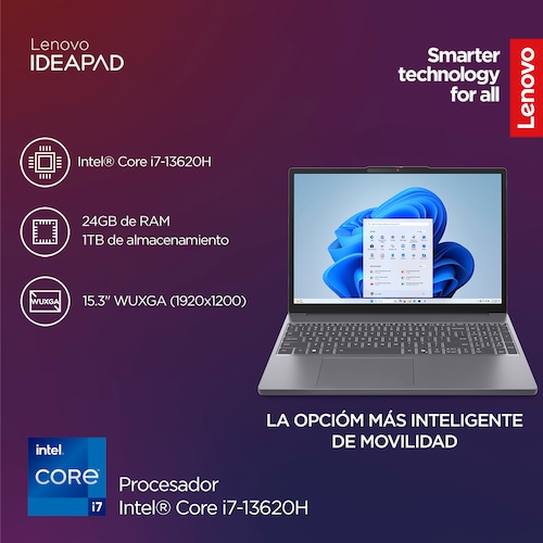 Laptop Lenovo Ideapad Slim 3 15.3" Intel Core I7 24Gb Ram 1Tb Ssd Incluye Mouse