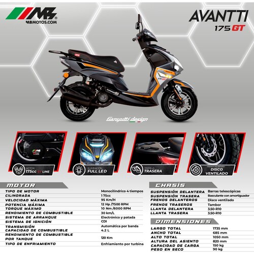 Motoneta Mb Motos Avantti Gt 175 Naranja 2025