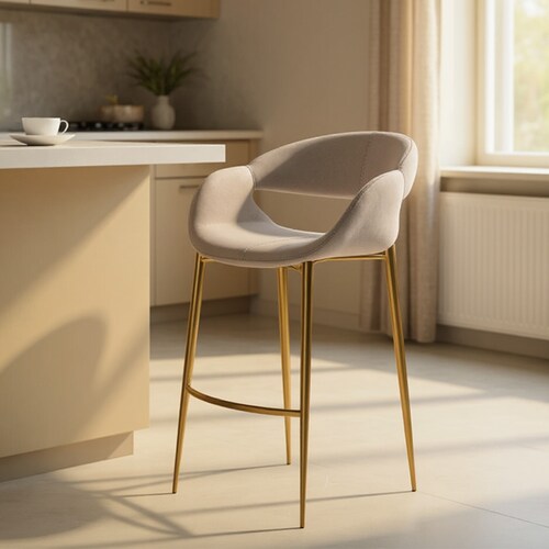 Taburete de Tela Color Crema Home & Details