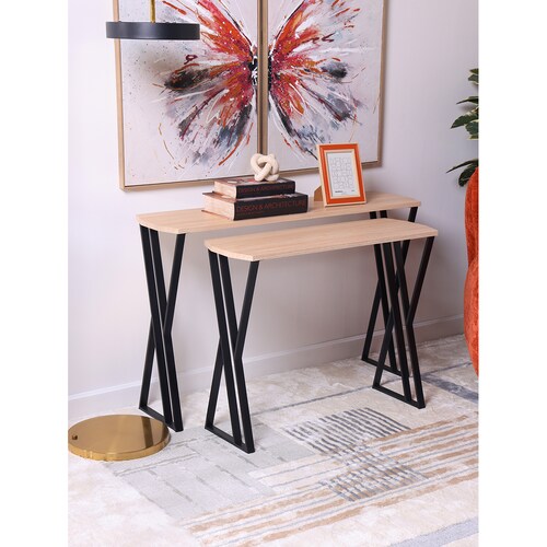 Juego Consolas Madera Patas Negras Col Bauhaus 4 Home & Details