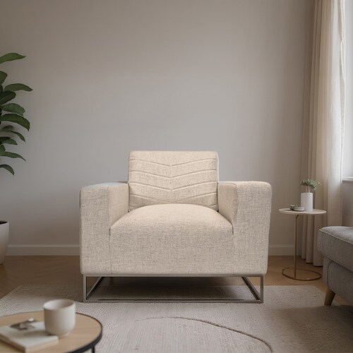Sillón Color Crema Patas de Metal 42 Home & Details