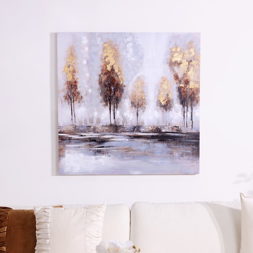 Cuadro Cinco Arboles Color Dorado Deeply Gold