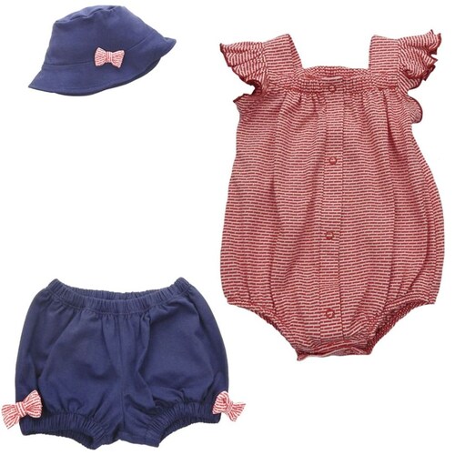 Conjunto de Pañalero, Bloomer y Gorro Mondo Bambino para Bebé Niña
