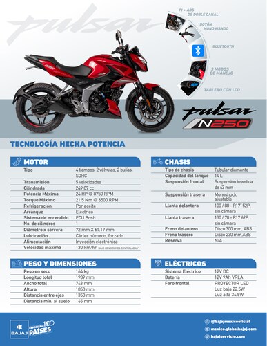 Motocicleta Bajaj Pulsar N250 Fi Negro 2026