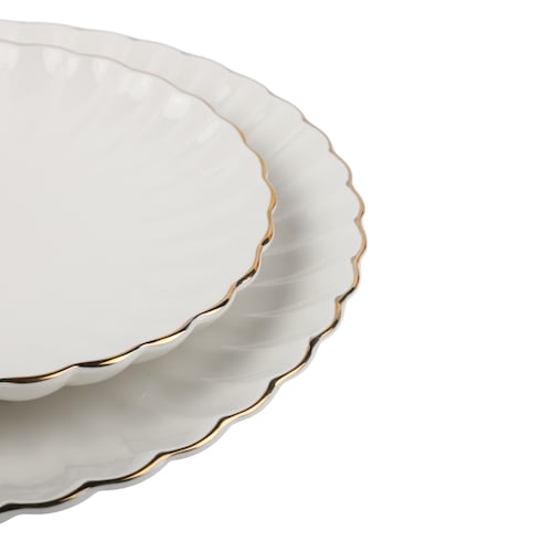 Vajilla de 24 Pz Porcelana Borde Dorado Home & Details