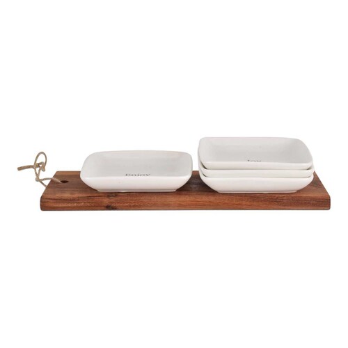 Juego de Tabla Y 4 Platos Lucca Blanco