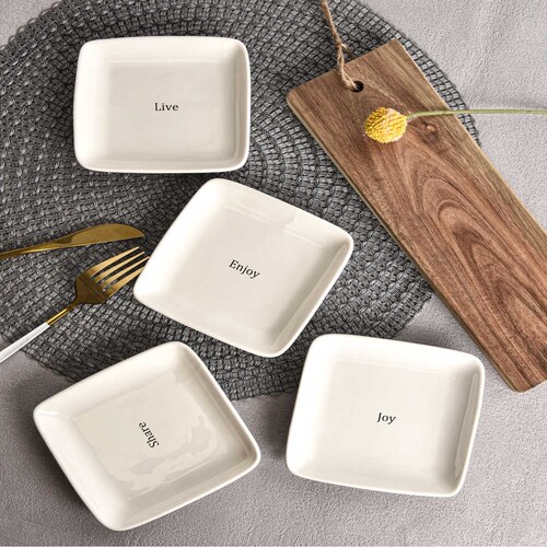 Juego de Tabla Y 4 Platos Lucca Blanco