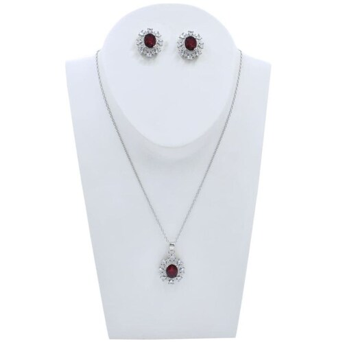Set de Collar Y Aretes Dije de Piedra Negra C2C