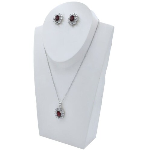 Set de Collar Y Aretes Dije de Piedra Negra C2C