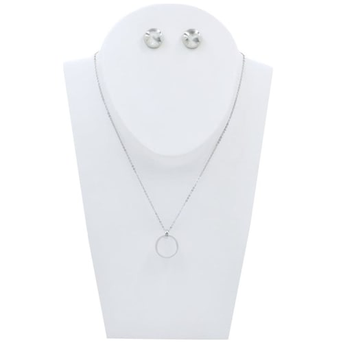 Set de Collar Y Aretes con Dije Plateado C2C