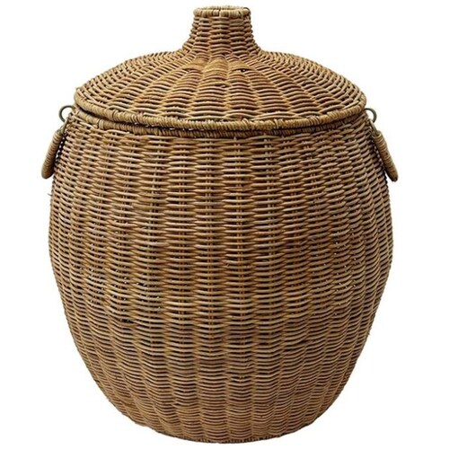 Canasta Decorativa con Tapa Material Ratán Home Nature