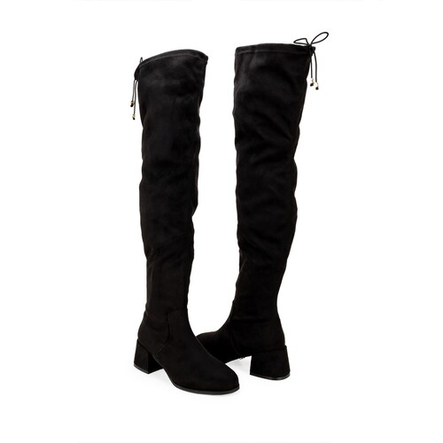 Bota Alta Cloe en Nobuk Negro para Mujer