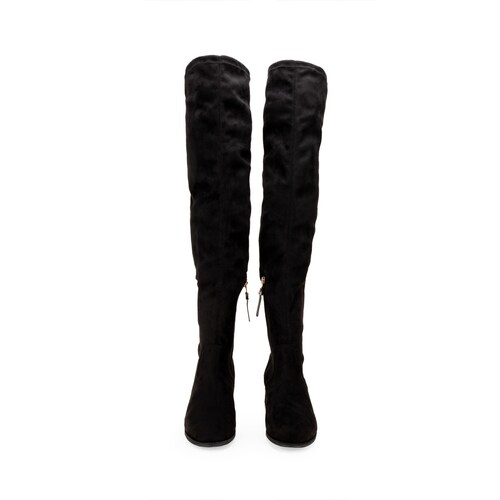 Bota Alta Cloe en Nobuk Negro para Mujer