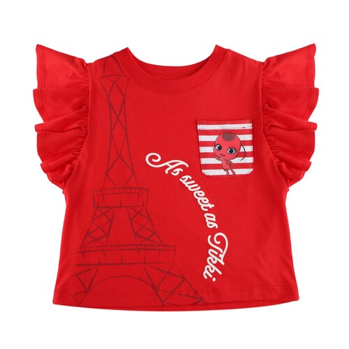 Playera Lady Bug Manga con Olan para Niña