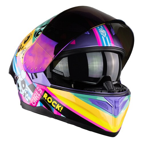 Casco Abatible Cn Chicas Superpoderosas Morado