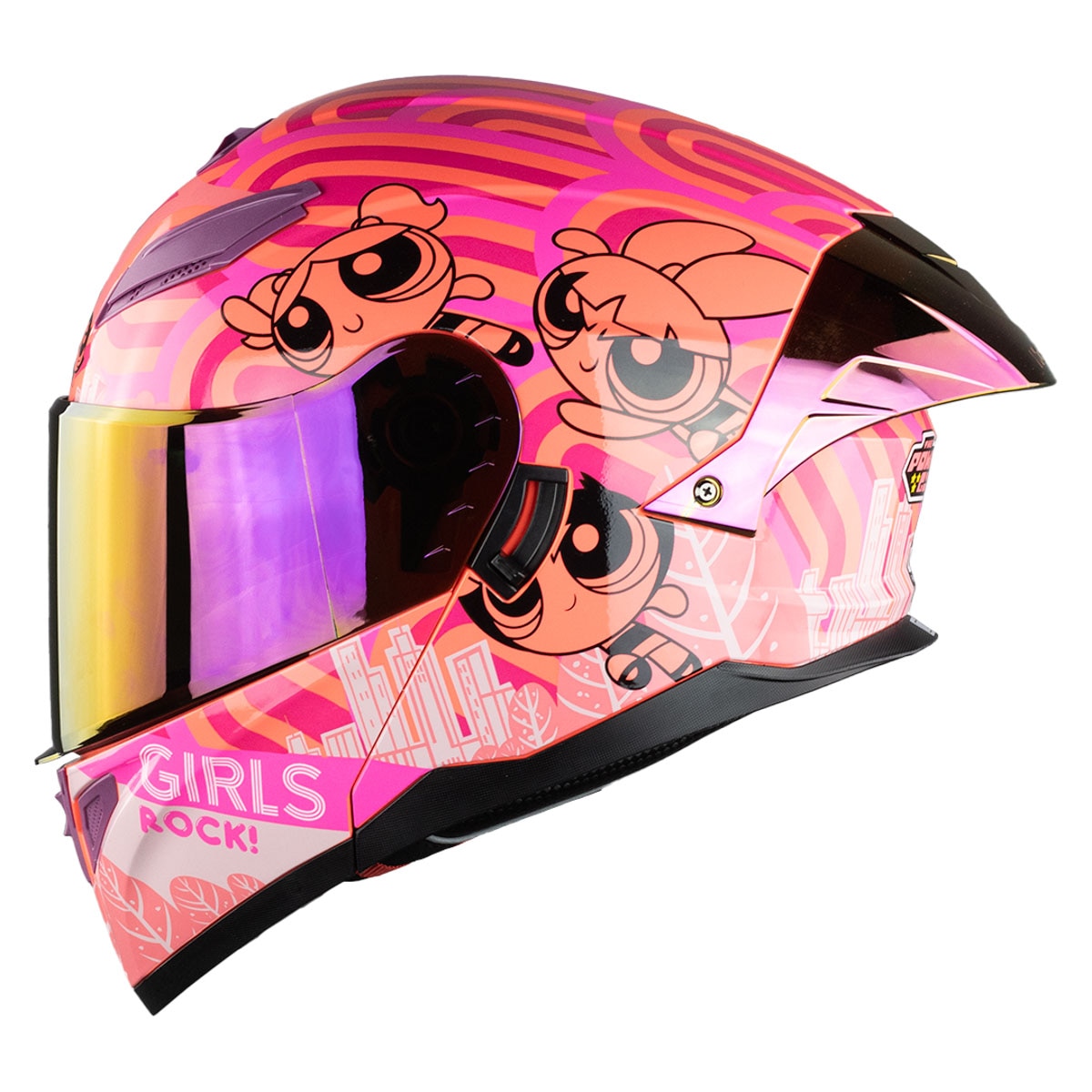 Casco Abatible Stark Cn Chicas Superpoderosas Rosa