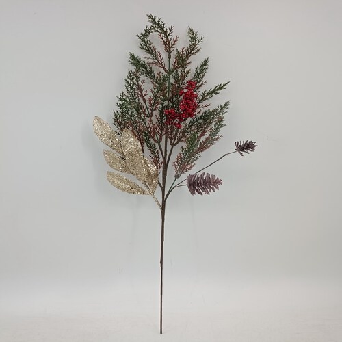 Decorativo Rama Navidad Vintage Home Gold Leaves And Berries