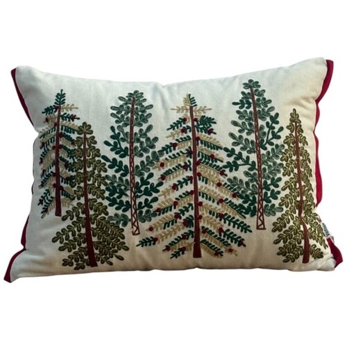 Cojín Decorativo Navidad Vintage Home Lumbar Trees Rim Red