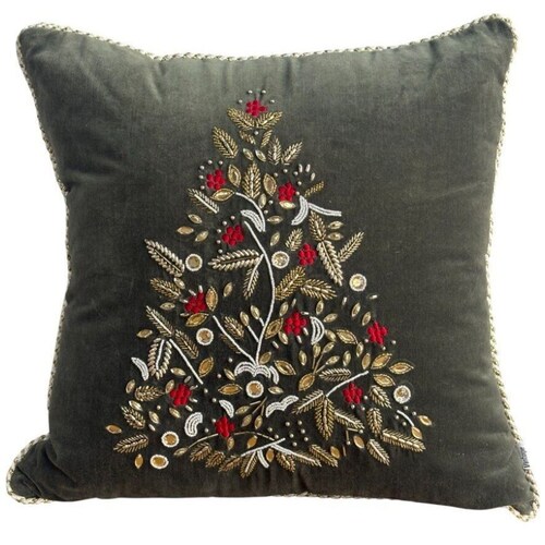 Cojín Decorativo Navidad Vintage Home Velvet Green Tree