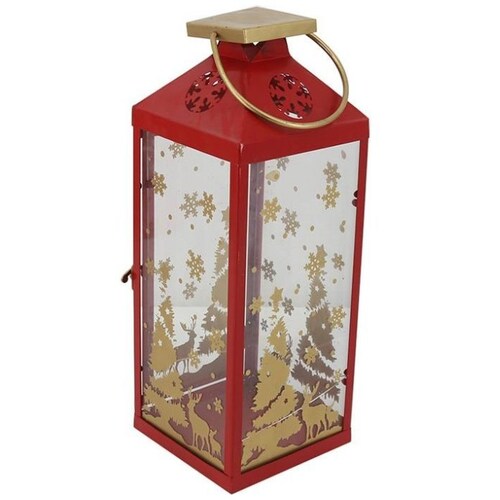 Linterna Navidad Vintage Home Red Gold