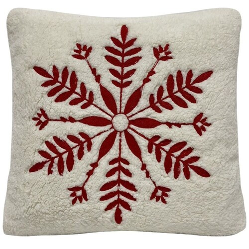 Cojín Decorativo Navidad Vintage Home Sq Snowflake Red White