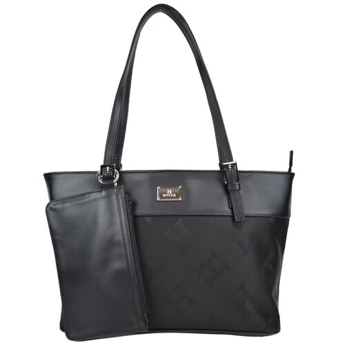 Bolsa Tote Negro Huser Monograma para Mujer
