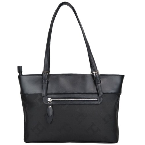 Bolsa Tote Negro Huser Monograma para Mujer