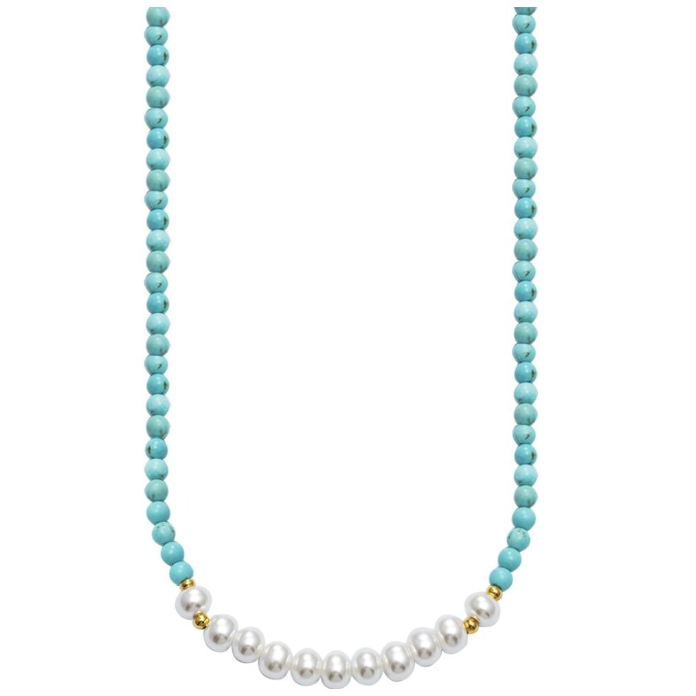 Collar con Beads Turquesa Y Perlas de Cristal Queen Victoria