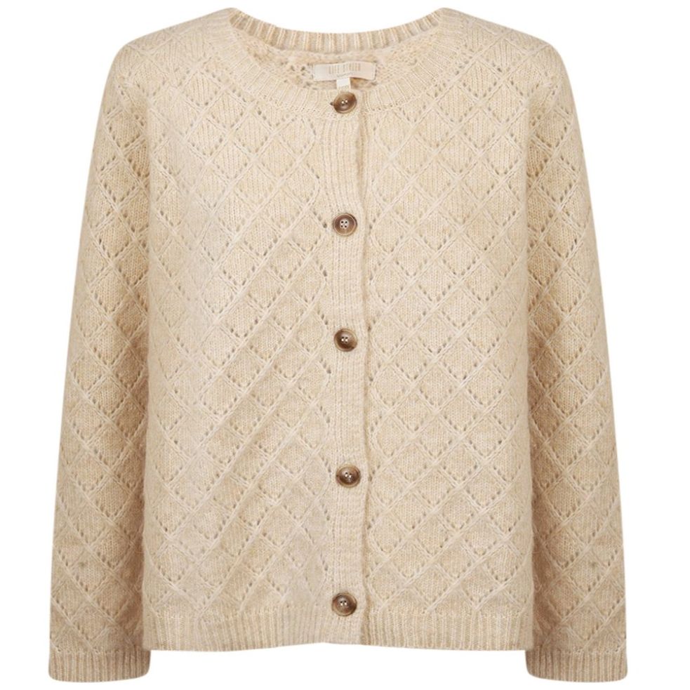 Cárdigan Para Mujer Comma - Corte Holgado, Mangas 3/4, Escote Redondo, Estilo Casual