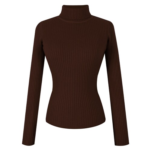 Suéter Tejido de Punto Cuello Mao para Mujer Elle