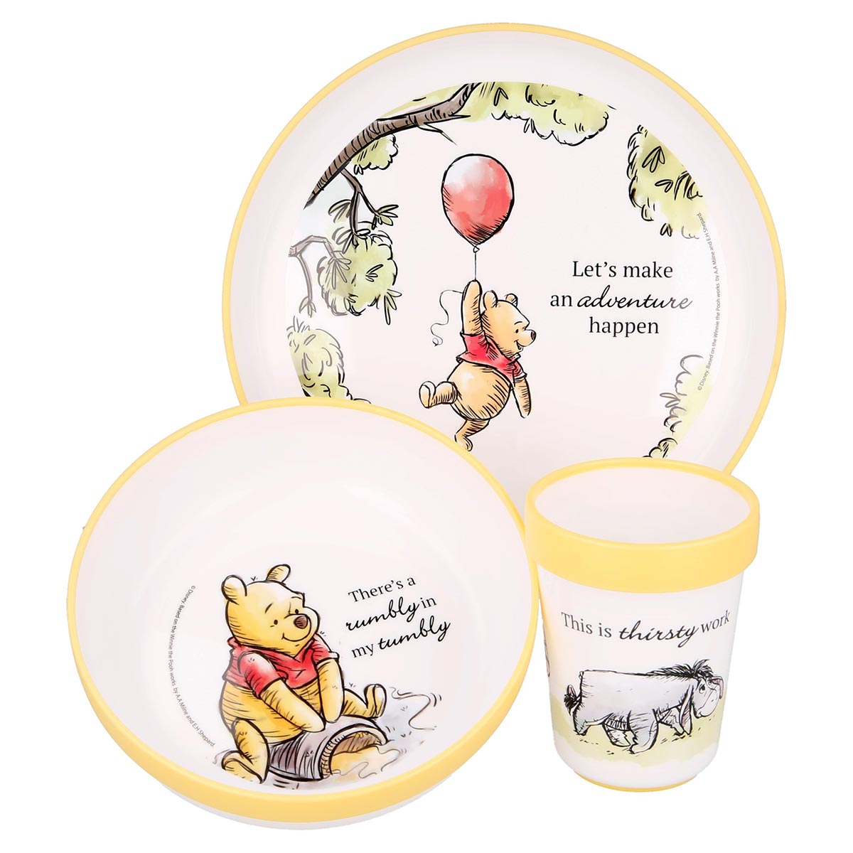 Vajilla Infantil Pooh  Amarillo 3Pz