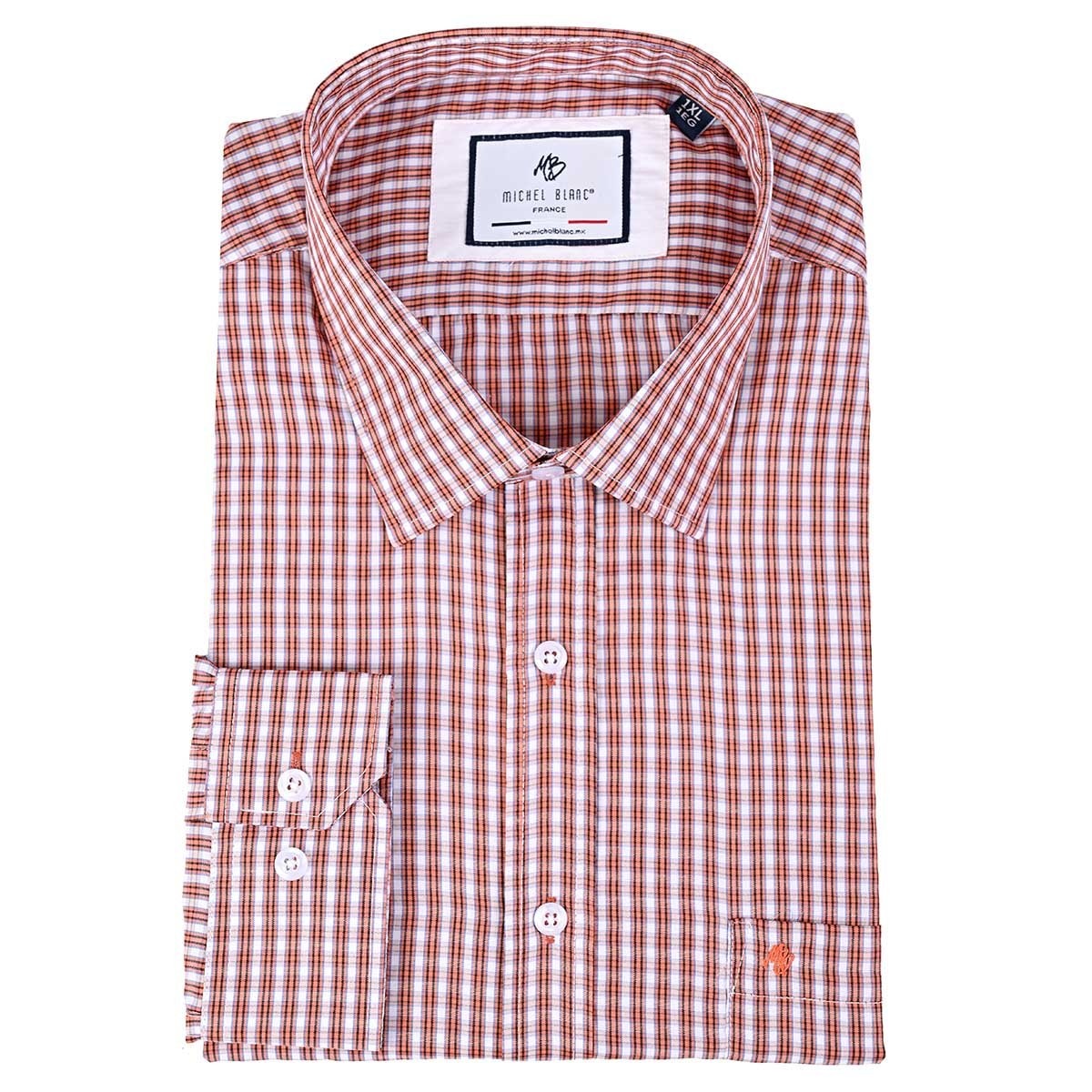 Camisa Manga Larga Michel Blanc Cuadros para Hombre Plus