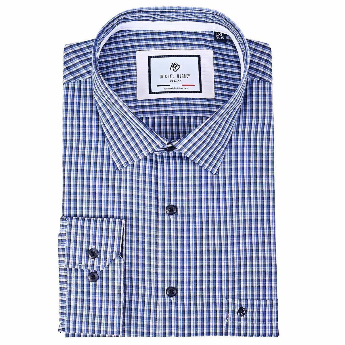 Camisa Manga Larga Michel Blanc Cuadros para Hombre Plus