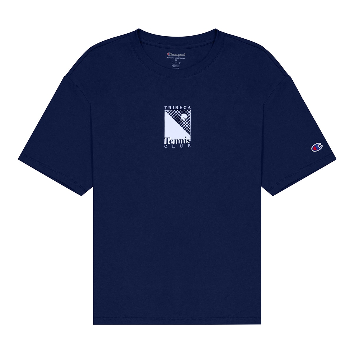 Playera Oversize con Diseño Champion Azul Marino Manga Corta para Mujer