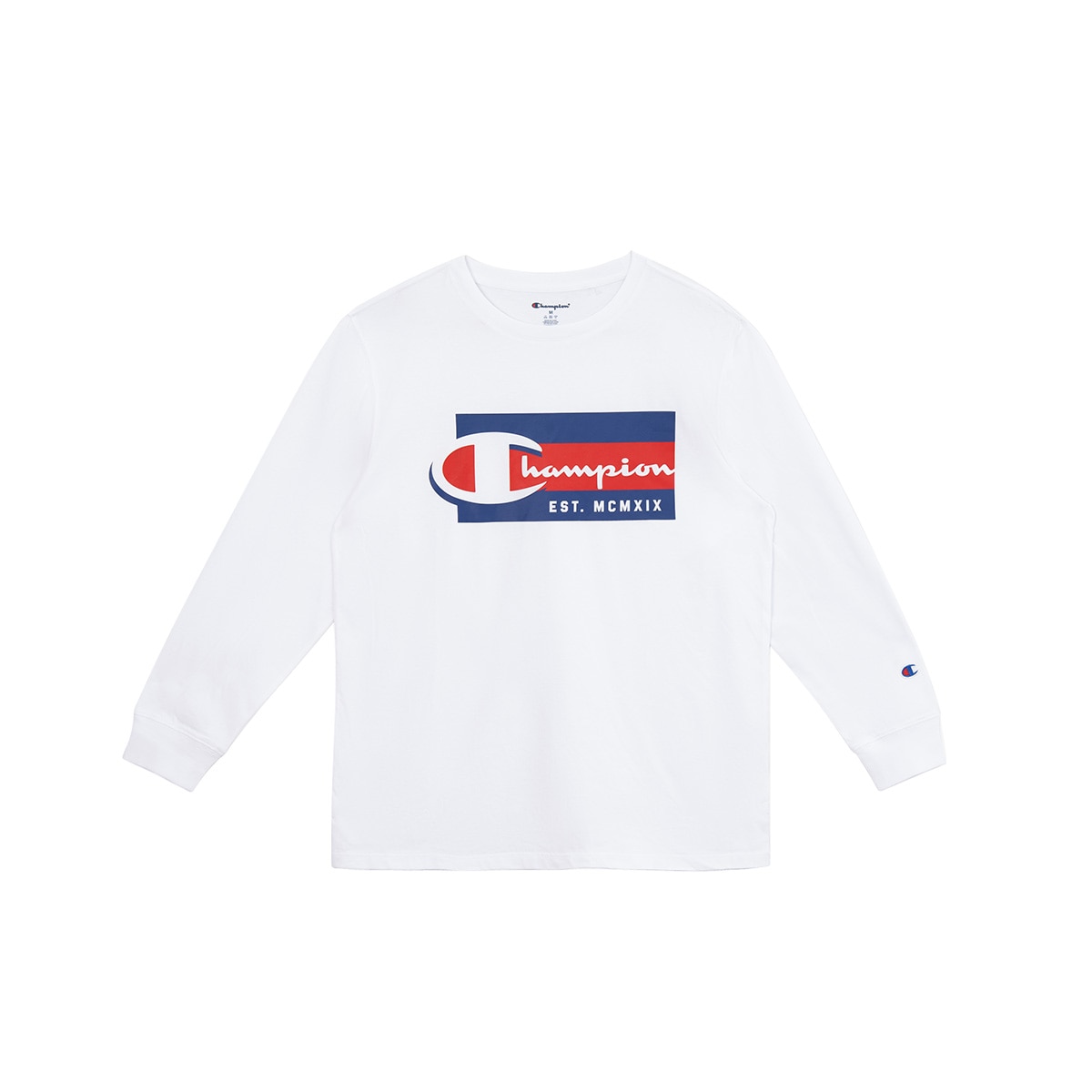 Playera Casual con Diseño Champion Blanco Manga Larga para Hombre