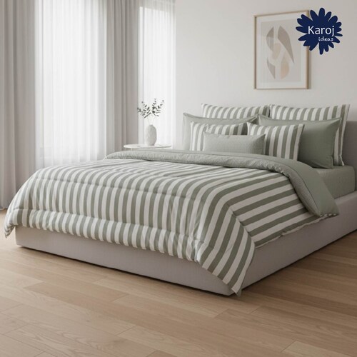 Edredón Matqueen Navy Verde Karoj